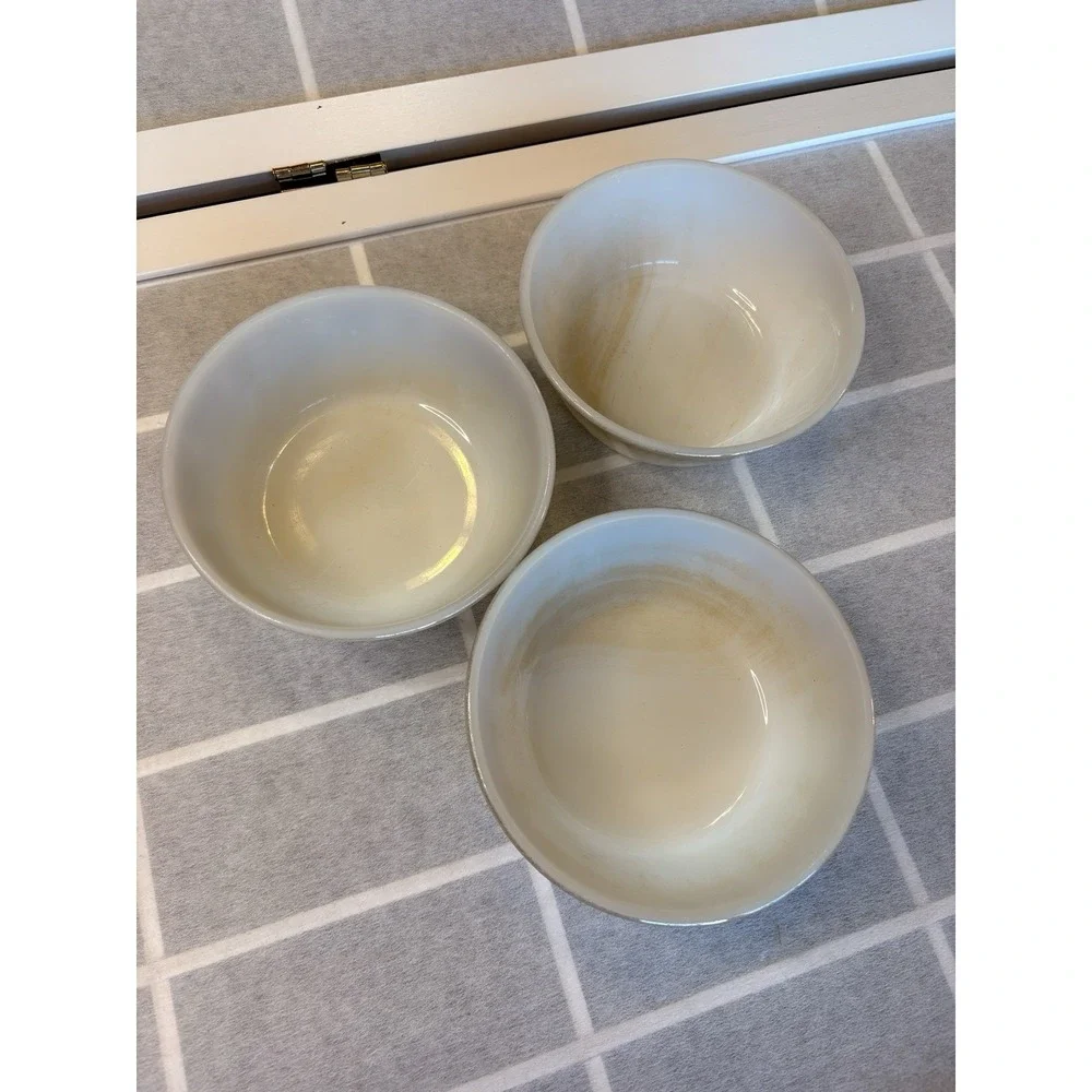 Set Of 3 Vintage Federal Glass Mesa Bowls - Brown Ombre‎ Milk Glass - 1950s MCM